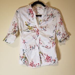 NY&Co Floral 3/4 Sleeve Button Down